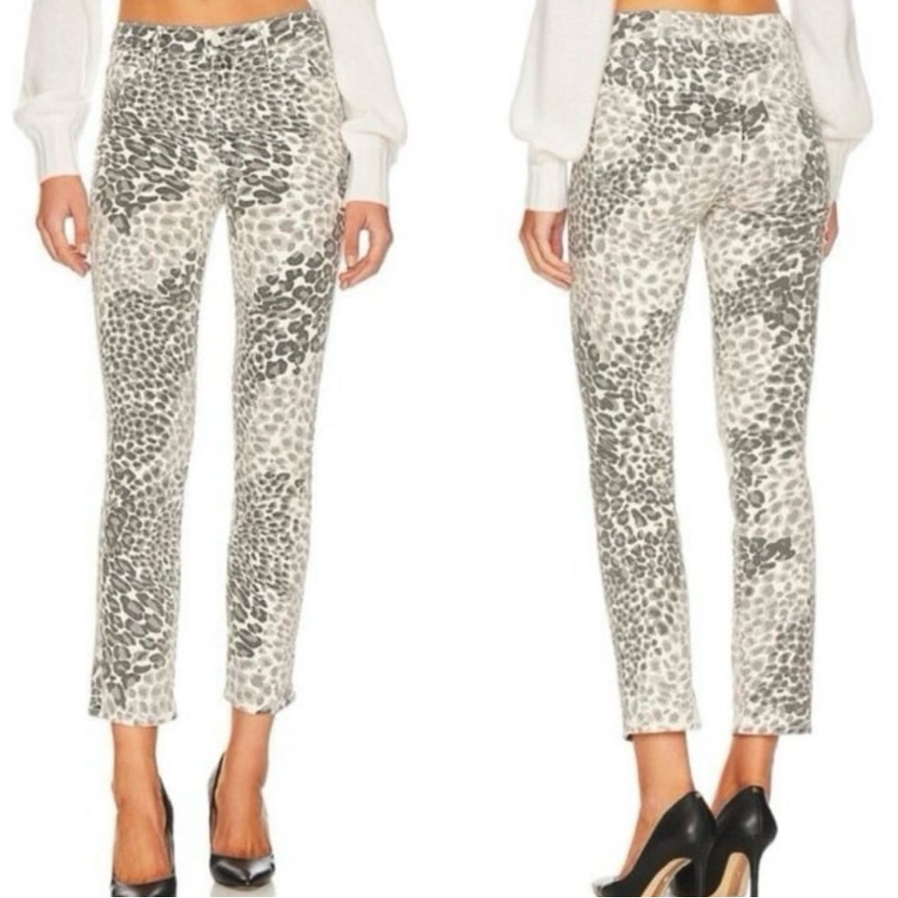 MOTHER The Mid Rise Dazzler Ankle Jeans Play Date Shadow Leopard Print 29